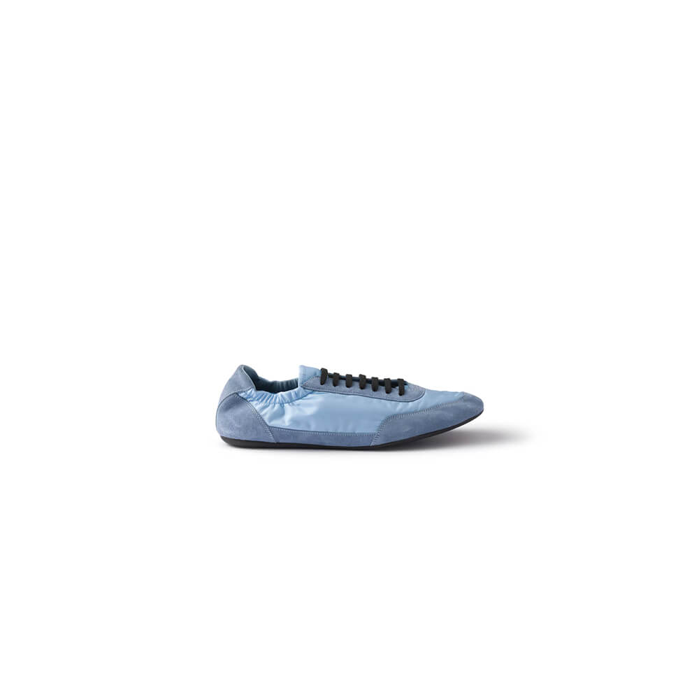 PRADA Collapse Re-Nylon and suede elasticized sneakers